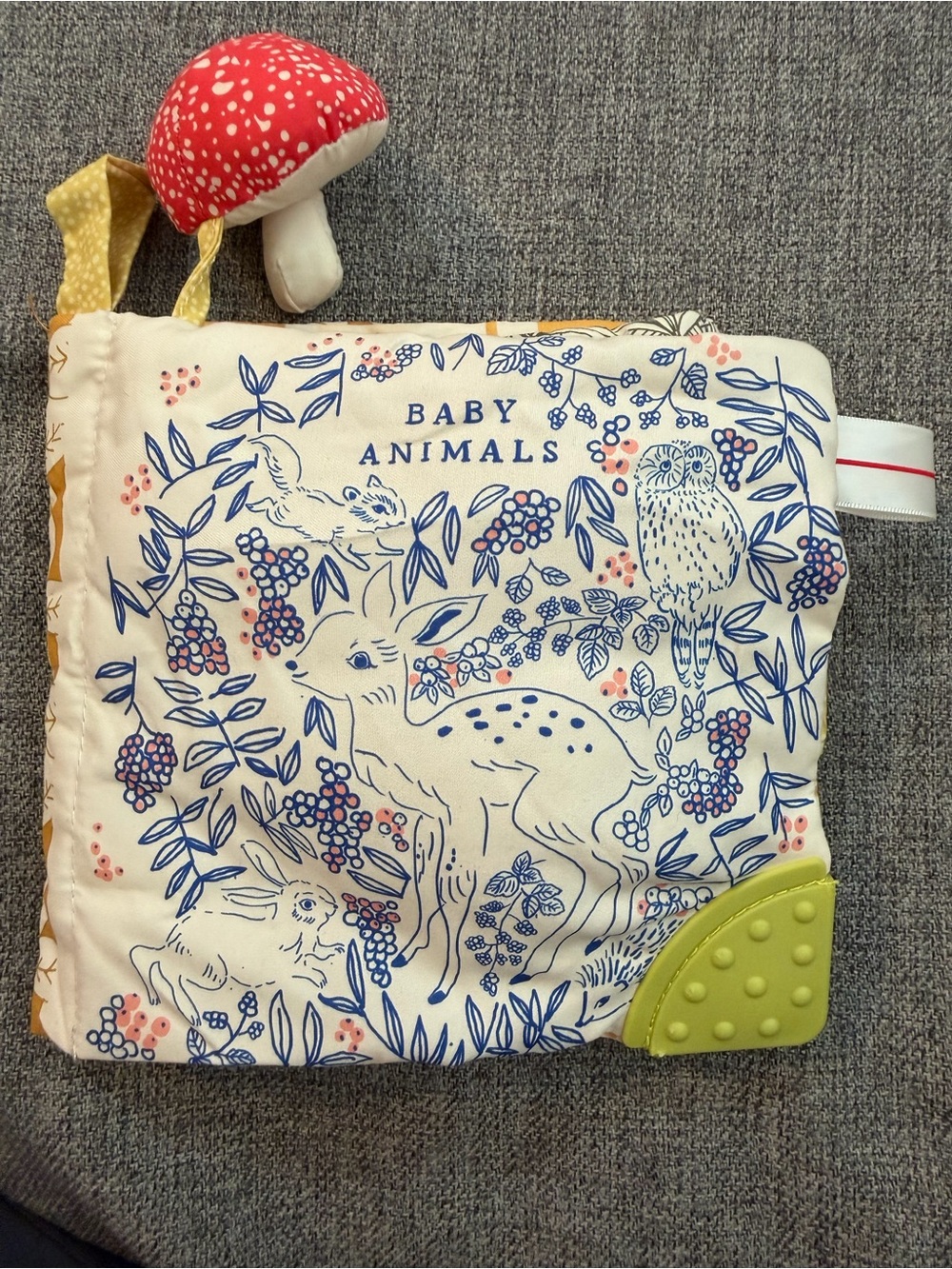 The Manhattan Toy Co Soft Tri-fold Book Animals Teething with Green Teether